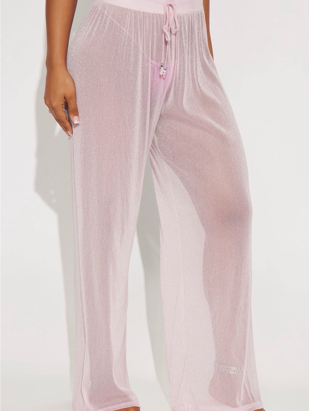 Sheer Pink Swim Cover Up Pants - Women's Swim
